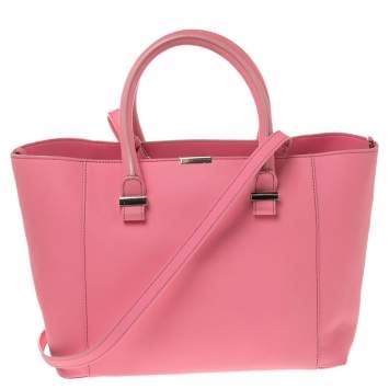 Pre Owned Victoria Beckham Candy Pink Leather Quincy Tote