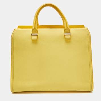 Pre Owned Victoria Beckham Yellow Leather Victoria Tote