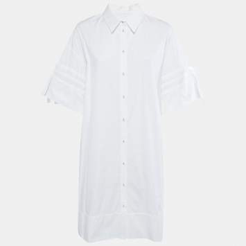 Pre Owned Victoria Victoria Beckham White Cotton Poplin Shirt Dress M  