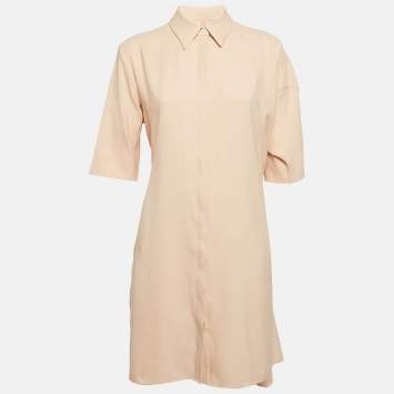 Victoria Victoria Beckham Orange Button Front Tie-Up Waist Short Dress M
