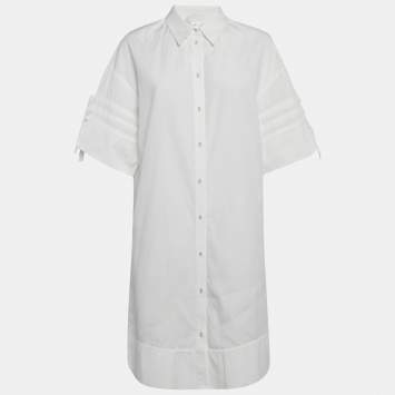 Pre Owned Victoria Victoria Beckham White Cotton Poplin Shirt Dress M  