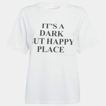 Pre Owned Victoria Victoria Beckham White Printed Cotton Crew Neck T-Shirt M