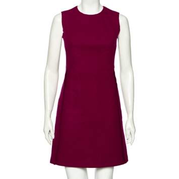 Pre Owned Victoria Victoria Beckham Purple Wool Short Sheath Dress S 