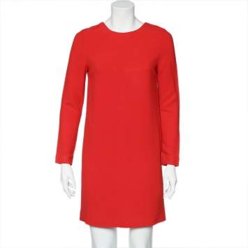 Pre Owned Victoria Victoria Beckham Red Crepe Plunging Back Mini Dress M