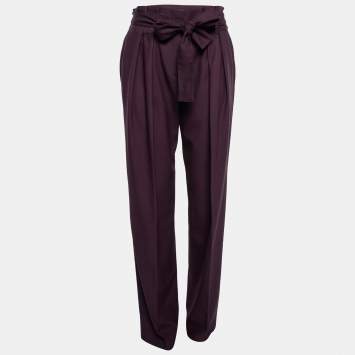 Pre Owned Victoria Victoria Beckham Purple Crepe Paperbag Trousers M