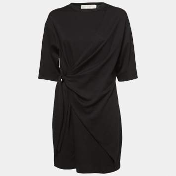 Pre Owned Victoria Victoria Beckham Black Jersey Wrap T-Shirt Dress M