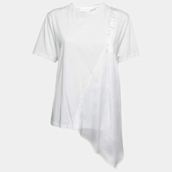 Pre Owned Victoria Victoria Beckham White Cotton Drape Detail T-Shirt S