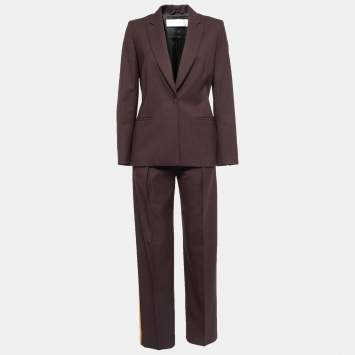 Pre Owned Victoria Victoria Beckham Burgundy Crepe Wool Blazer & Pants Set S