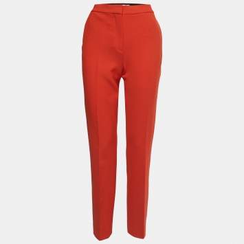 Pre Owned Victoria Victoria Beckham Orange Wool Blend Trousers M