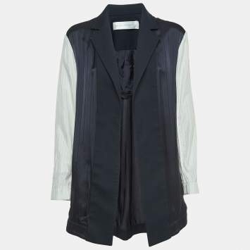 Pre Owned Victoria Victoria Beckham Navy Blue Wool Blend Open Front Jacket XS