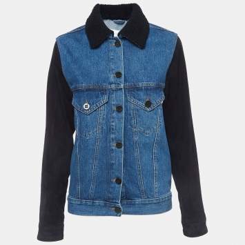 Pre Owned Victoria Victoria Beckham Blue Denim & Suede Jacket S