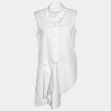 Pre Owned Victoria Victoria Beckham White Cotton Asymmetrical Hem Shirt S 