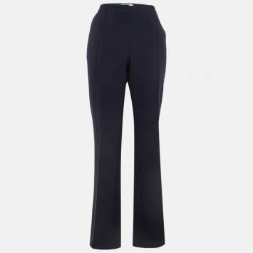 Pre Owned Victoria Victoria Beckham Navy Blue Crepe Flared Trousers M
