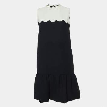 Pre Owned Victoria Victoria Beckham Monochrome Crepe Sleeveless Dress S