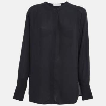 Pre Owned Vince Black Silk Button-Up Blouse M