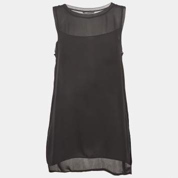 Pre Owned Vince Black Chiffon Sheer Tank Top M