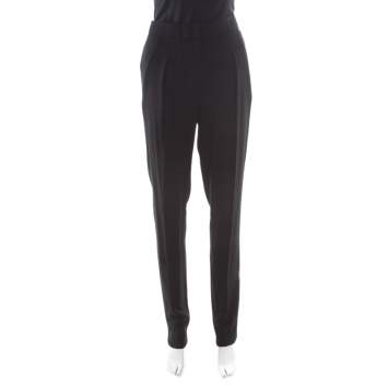 Pre Owned Vionnet Black Crepe Pleated High Waist Tailored Trousers L