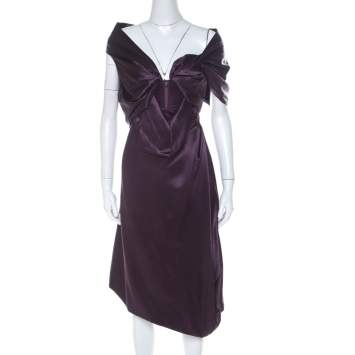 Pre Owned Vivienne Westwood Purple Satin Silk Draped Corset Bodice Dress M