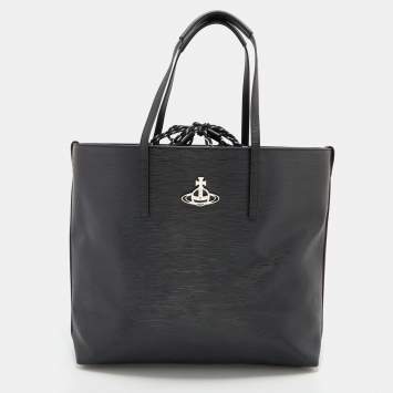 Pre Owned Vivienne Westwood Black Leather Shopper Tote
