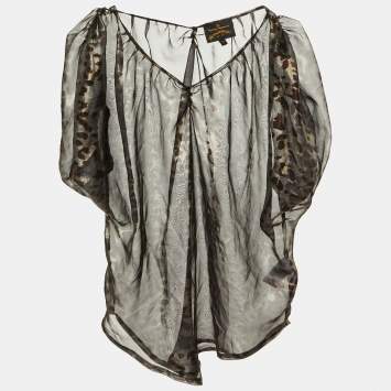 Pre Owned Vivienne Westwood Metallic Animal Printed Chiffon Top S