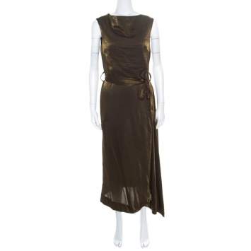 Pre Owned Vivienne Westwood Anglomnia Metallic Gold Asymmetric Hem Sleeveless Vasari Dress S