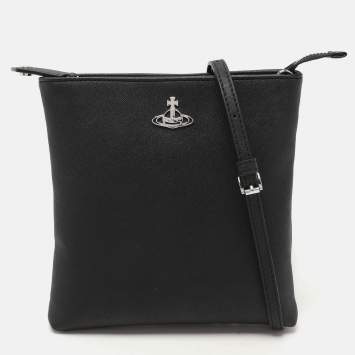 Pre Owned Vivienne Westwood Black Leather Crossbody Bag