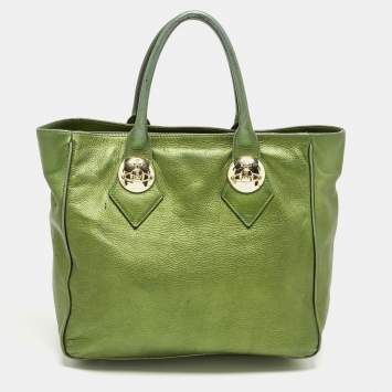 Pre Owned Vivienne Westwood Green Leather Zip Tote