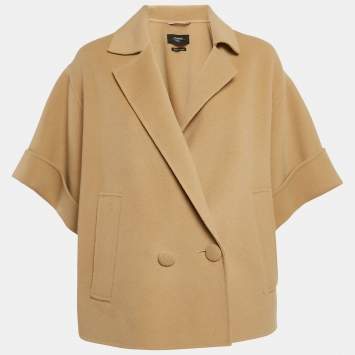 Pre Owned Weekend Max Mara Beige Felt Wool Double Breasted Short Coat S