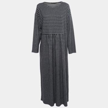 Pre Owned Weekend Max Mara Grey & Black Checked Fleece Maxi Dress 2XL