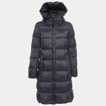 Pre Owned Weekend Max Mara Black Nylon Padded Down Long Jacket S