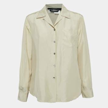 Pre Owned Weekend Max Mara Beige Silk Button Front Shirt M