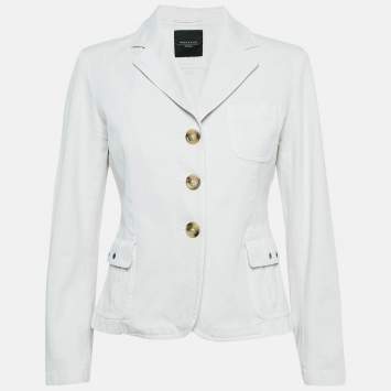 Pre Owned Weekend Max Mara Off White Gabardine Button Front Jacket M