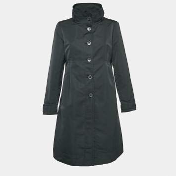 Pre Owned Weekend Max Mara Black Synthetic Pleated Mid-Length Coat M