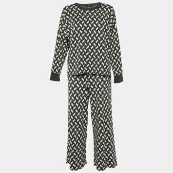 Pre Owned Weekend Max Mara Grey Zig Zag Lurex Knit Co-Ord Set M