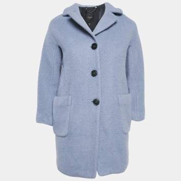 Pre Owned Weekend Max Mara Blue Wool Button Front Oversized Coat S