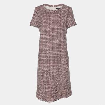 Pre Owned Max Mara Multicolor Tweed Midi Dress L