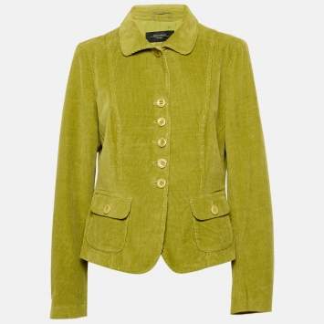 Pre Owned Weekend Max Mara Lime Green Corduroy Button Down Jacket XL