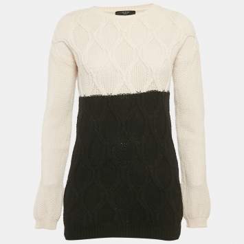 Pre Owned Weekend Max Mara Two-Tone Colorblock Wool Knit Sweater S