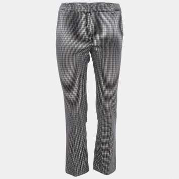 Weekend Max Mara Navy Blue Patterned Cotton Trousers S