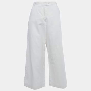 Pre Owned Weekend Max Mara Cream Gabardine Wide-Leg Trousers S