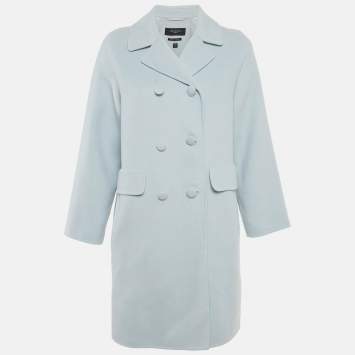 Pre Owned Weekend Max Mara Blue Wool Double-Breasted Coat S