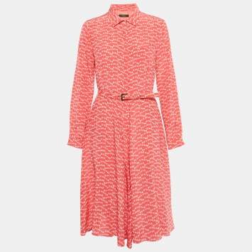 مملوكة مسبقًا فستان ويكإيند ماكس مارا زهري مطبوع كريب ميدي شيرت مقاس ميديم (وسط)