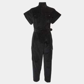 Pre Owned Weekend Max Mara Black Corduroy Jumpsuit S