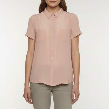 Pre Owned Weekend Max Mara Pink Crepe and Jersey Button Up Top L