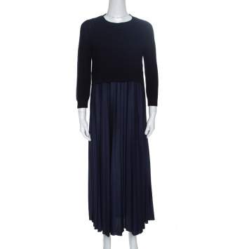 Pre Owned Weekend Max Mara Navy Blue Cropped Sweater and Dress Set M