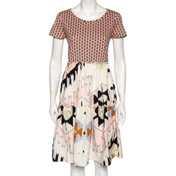 Pre Owned Weekend Max Mara Multicolored Cotton Abstract & Geometric Printed Dress M