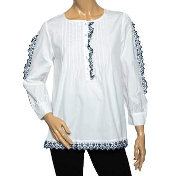 Pre Owned Weekend Max Mara White Cotton Poplin Blouse M