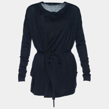 Pre Owned Weekend Max Mara Black Knit Open Front Cardigan S