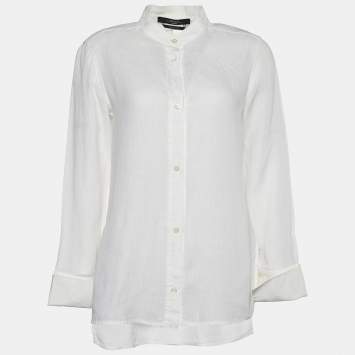 Pre Owned Weekend Max Mara Ivory Linen Button Front Shirt S