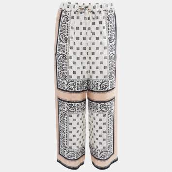 Pre Owned Weekend Max Mara Pink & Black Printed Silk Pants S